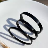 بنگل مشکی استیل بیضی براق