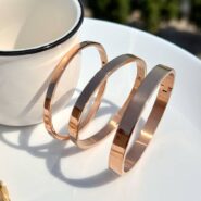 بنگل رزگلد استیل بیضی براق