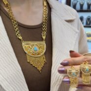 ست طرح طلا ماهک نگین آبی